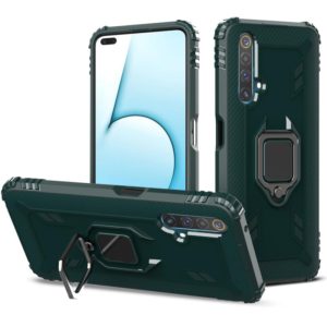 For OPPO Realme X50 & Realme X3 Carbon Fiber Protective Case with 360 Degree Rotating Ring Holder(Green) (OEM)