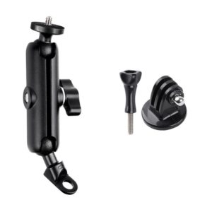 9.0cm Connecting Rod 20mm Ball Head Motorcycle Rearview Mirror Screw Hole Fixed Mount Holder with Tripod Adapter & Screw for GoPro Hero12 Black / Hero11 /10 /9 /8 /7 /6 /5, Insta360 Ace / Ace Pro, DJI Osmo Action 4 and Other Action Cameras(Black) (OEM)