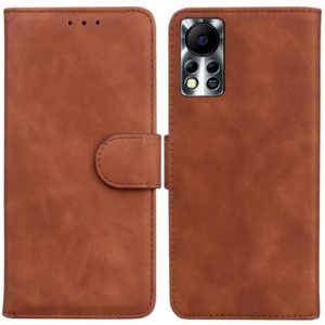 For Infinix Hot 11S NFC X6812B Skin Feel Pure Color Flip Leather Phone Case(Brown) (OEM)