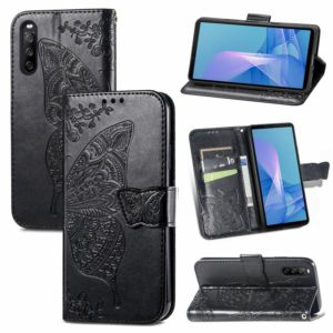 For Sony Xperia 10 III Butterfly Love Flowers Embossed Horizontal Flip Leather Case with Holder & Card Slots & Wallet & Lanyard(Black) (OEM)