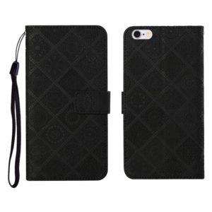 Ethnic Style Embossed Pattern Horizontal Flip Leather Case with Holder & Card Slots & Wallet & Lanyard For iPhone 6(Black) (OEM)