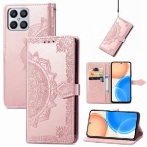 For Honor X8 Mandala Flower Embossed Horizontal Flip Leather Phone Case(Rose Gold) (OEM)
