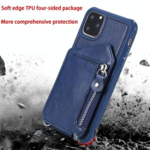 For iPhone 11 Pro Max Dual Buckles Zipper Shockproof Back Cover Protective Case with Holder & Card Slots & Wallet & Lanyard & Photos Frames(Coffee) (OEM)