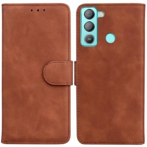 For Tecno Pop 5 LTE BD4 Skin Feel Pure Color Flip Leather Phone Case(Brown) (OEM)