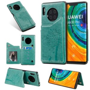 For Huawei Mate30 Pro Cat Tree Embossing Pattern Shockproof Protective Case with Card Slots & Photo Frame(Green) (OEM)