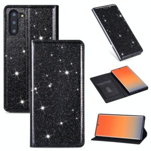 For Samsung Galaxy Note 10 Ultrathin Glitter Magnetic Horizontal Flip Leather Case with Holder & Card Slots(Black) (OEM)