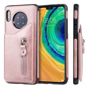 For Huawei Mate 30 Solid Color Double - Button Zipper Shockproof Protective Case(Rose Gold) (OEM)