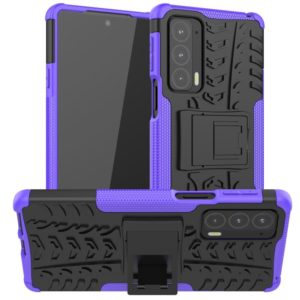 For Motorola Edge 20 Tire Texture Shockproof TPU+PC Protective Case with Holder(Purple) (OEM)