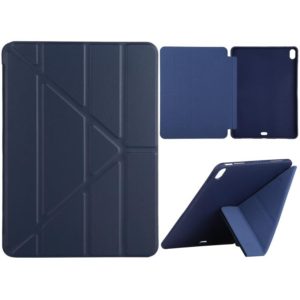 Millet Texture PU+ Silicone Full Coverage Leather Case with Multi-folding Holder for iPad Air (2020) 10.9 inch (Dark Blue) (OEM)