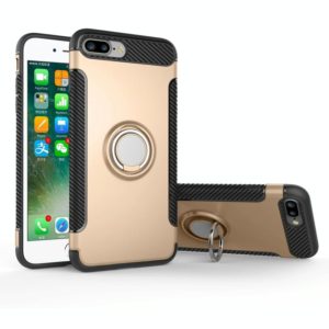 For iPhone 8 Plus & 7 Plus Magnetic 360 Degree Rotation Ring Armor Protective Case(Gold) (OEM)