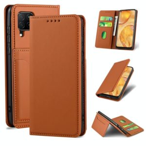 For Huawei P40 Lite Strong Magnetism Liquid Feel Horizontal Flip Leather Case with Holder & Card Slots & Wallet(Brown) (OEM)