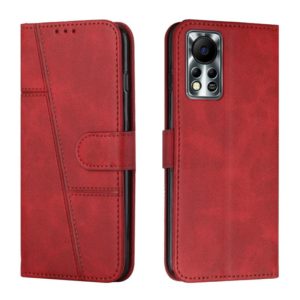 For Infinix Hot 11S NFC Stitching Calf Texture Buckle Leather Phone Case(Red) (OEM)