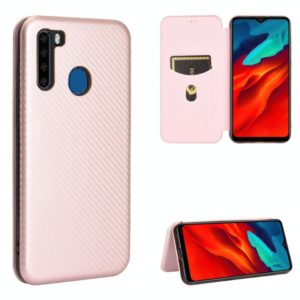 For Blackview A80 Pro Carbon Fiber Texture Horizontal Flip TPU + PC + PU Leather Case with Card Slot(Pink) (OEM)