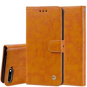 Business Style Oil Wax Texture Horizontal Flip Leather Case for Huawei Y6 (2018), with Holder & Card Slots & Wallet (Brown) (OEM)