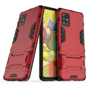 For Galaxy A51 5G PC + TPU Shockproof Protective Case with Holder(Red) (OEM)