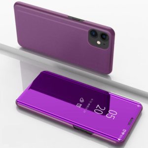 For iPhone 12 / 12 Pro Plated Mirror Horizontal Flip Leather Case with Holder(Purple) (OEM)