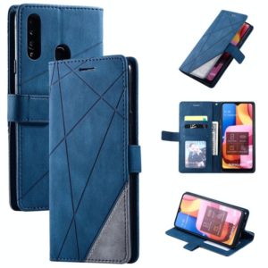 For Samsung Galaxy A20s Skin Feel Splicing Horizontal Flip Leather Case with Holder & Card Slots & Wallet & Photo Frame(Blue) (OEM)
