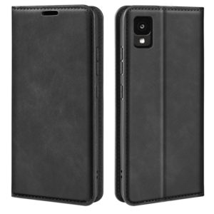 For TCL 30Z Retro-skin Magnetic Suction Leather Phone Case(Black) (OEM)