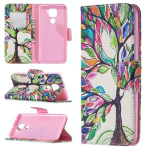 For Xiaomi Redmi Note 9 Colored Drawing Pattern Horizontal Flip Leather Case with Holder & Card Slots & Wallet(Life Tree) (OEM)