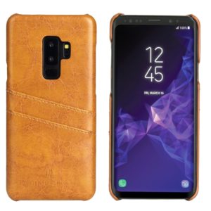 Fierre Shann Retro Oil Wax Texture PU Leather Case for Galaxy S9, with Card Slots(Yellow) (OEM)