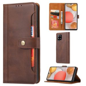 For Samsung Galaxy A42 Calf Texture Double Fold Clasp Horizontal Flip Leather Case with Photo Frame & Holder & Card Slots & Wallet(Coffee) (OEM)