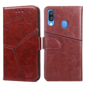 For Samsung Galaxy A40 Geometric Stitching Horizontal Flip TPU + PU Leather Case with Holder & Card Slots & Wallet(Dark Brown) (OEM)