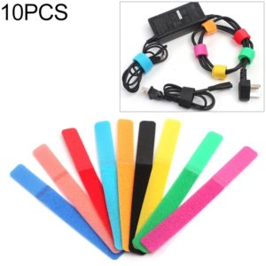 10 PCS Candy-colored Power Cord Hook and Loop Fastener Strip, Random Color Delivery, Size:180 x 20mm (OEM)