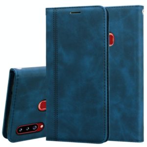 For Samsung Galaxy A20s Frosted Business Magnetic Horizontal Flip PU Leather Case with Holder & Card Slot & Lanyard(Blue) (OEM)