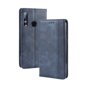 Magnetic Buckle Retro Crazy Horse Texture Horizontal Flip Leather Case for HTC Desire 19+(Desire 19 Plus) , with Holder & Card Slots & Photo Frame(Blue) (OEM)
