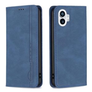 For Nothing Phone 1 Magnetic RFID Blocking Anti-Theft Leather Phone Case(Blue) (OEM)