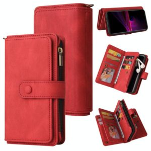 For Sony Xperia 1 III Skin Feel PU + TPU Horizontal Flip Leather Case With Holder & 15 Cards Slot & Wallet & Zipper Pocket & Lanyard(Red) (OEM)
