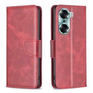 For Honor 60 Lambskin Texture Pure Color Horizontal Flip Leather Phone Case(Red) (OEM)