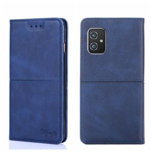 For Asus ZenFone 8 ZS590KS Cow Texture Magnetic Horizontal Flip Leather Phone Case(Blue) (OEM)