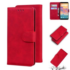 For UMIDIGI A3s Skin Feel Pure Color Flip Leather Phone Case(Red) (OEM)