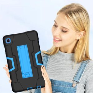 For Samsung Galaxy Tab A7 10.4 (2020) Contrast Color Robot Shockproof Silicone + PC Protective Case with Holder(Black + Blue) (OEM)