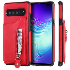 For Galaxy S10 5G Solid Color Double Buckle Zipper Shockproof Protective Case(Red) (OEM)
