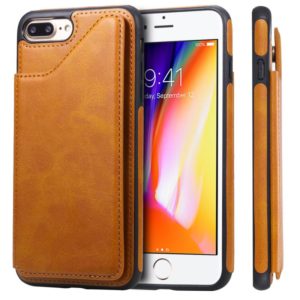 For iPhone 7 Plus / 8 Plus Shockproof Calf Texture Protective Case with Holder & Card Slots & Frame(Brown) (OEM)