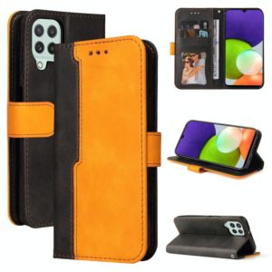For Samsung Galaxy A22 4G Business Stitching-Color Horizontal Flip PU Leather Case with Holder & Card Slots & Photo Frame(Orange) (OEM)