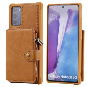 Zipper Shockproof Protective Case with Card Slots & Bracket & Photo Holder & Wallet Function For Samsung Galaxy Note20(Brown) (OEM)