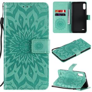 For LG K22 / K22 Plus Sun Embossing Pattern Horizontal Flip Leather Case with Card Slot & Holder & Wallet & Lanyard(Green) (OEM)