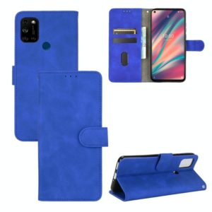 For Wiko View5 Plus Solid Color Skin Feel Magnetic Buckle Horizontal Flip Calf Texture PU Leather Case with Holder & Card Slots & Wallet(Blue) (OEM)