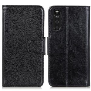 For Sony Xperia 10 III Nappa Texture Horizontal Flip Leather Case with Holder & Card Slots & Wallet(Black) (OEM)