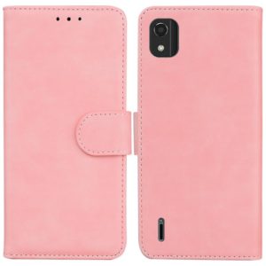 For Nokia C2 2nd Edition Skin Feel Pure Color Flip Leather Phone Case(Pink) (OEM)