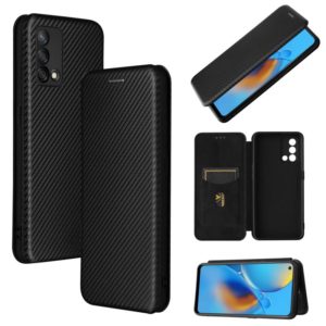 For OPPO F19 / A74 4G Carbon Fiber Texture Horizontal Flip TPU + PC + PU Leather Case with Card Slot(Black) (OEM)