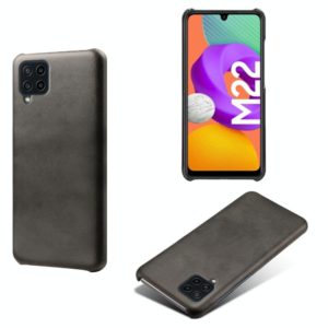 For Samsung Galaxy M22 Calf Texture PC + PU Phone Case(Black) (OEM)