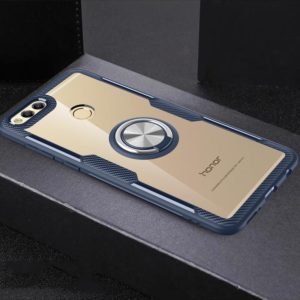 Scratchproof TPU + Acrylic Ring Bracket Protective Case For Huawei Honor 7X(Navy Blue) (OEM)