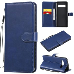 For LG V60 Solid Color Horizontal Flip Protective Leather Case with Holder & Card Slots & Wallet & Lanyard(Blue) (OEM)