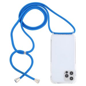 For iPhone 12 / 12 Pro Transparent Acrylic Airbag Shockproof Phone Protective Case with Lanyard(Blue) (OEM)