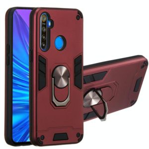 For OPPO Realme 5 2 in 1 Armour Series PC + TPU Protective Case with Ring Holder(Wine Red) (OEM)