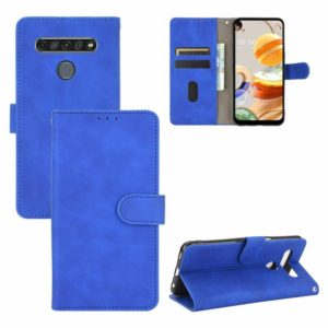 For LG K61 / Q61 Solid Color Skin Feel Magnetic Buckle Horizontal Flip Calf Texture PU Leather Case with Holder & Card Slots & Wallet(Blue) (OEM)